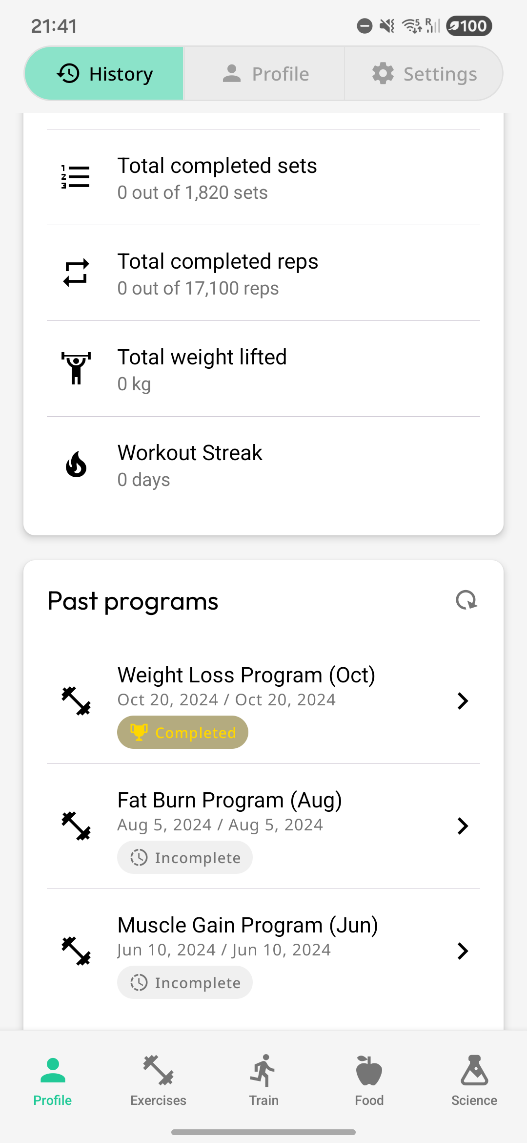 Profile screenshot
